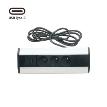 FKT rohová zásuvková lišta 3x230V+USB A3.1A+USB C 15.5 W, IP20