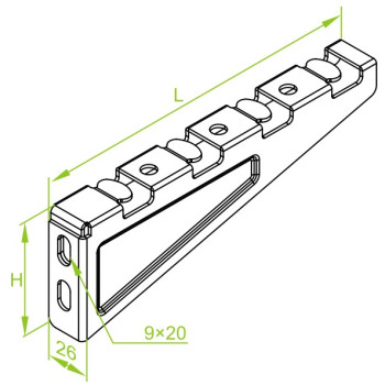 HL-WWKS100 … výložník drátěného žlabu zesílený, délka 110 mm